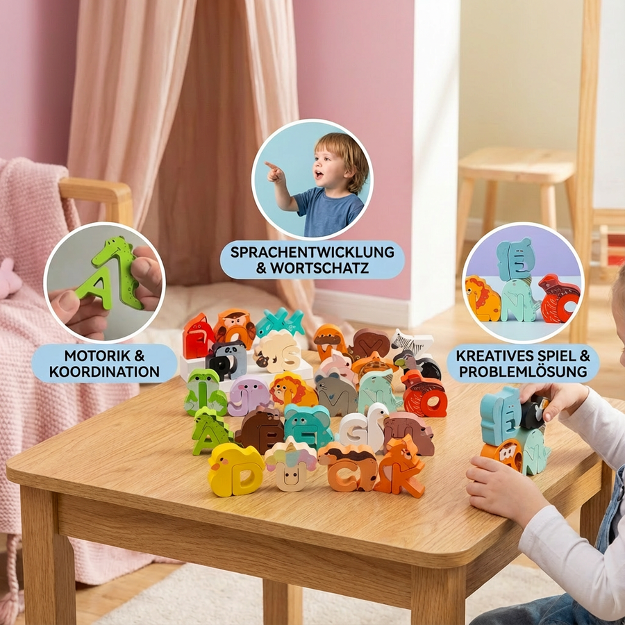 Kivono® - Houten Dieren Alfabet Puzzel